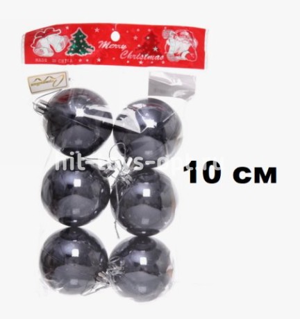 Набор шаров 10см 6шар 1цв однотонный глянец в пакете 00070