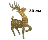 Фигура LED Олень проволочный h~30см т/бел свет (золото)