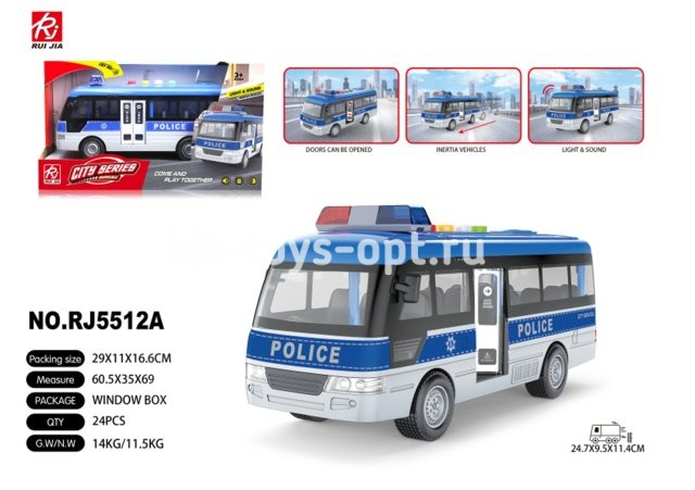 Автобус Полиция свет+муз 29*11