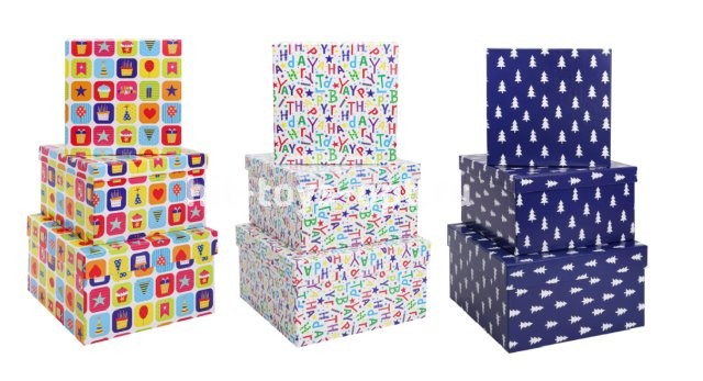 Набор квадратных коробок 3в1 (19,5*19,5*11см-15,5*15,5*9см) "Соб.разр." в ассорти