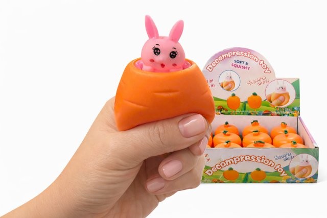 Антистресс Зайка в Морковке, в уп 12шт. цена за шт.