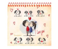 Блокнот А6 128 листов клетка Проф-Пресс &quot;Поцелуи&quot; на цветной спирали