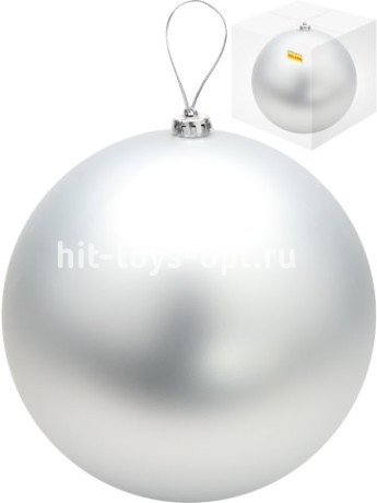 Ёлочный шар 30 см, Весёлых праздников! серебряный матовый