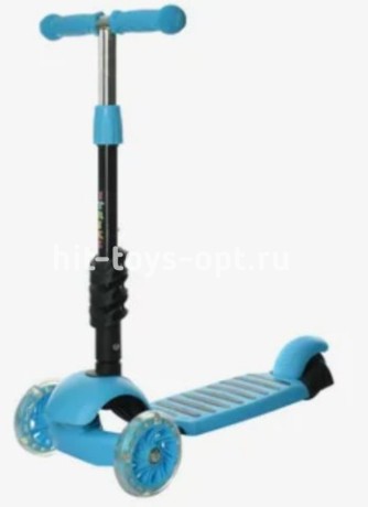 Самокат 3-х колесный Fanny (кол.120/96 мм и PU+PVC со свет., до 40кг) голубой