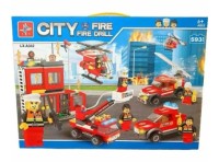 Конструктор Сити Пожарная станция с вертолетом 593 дет