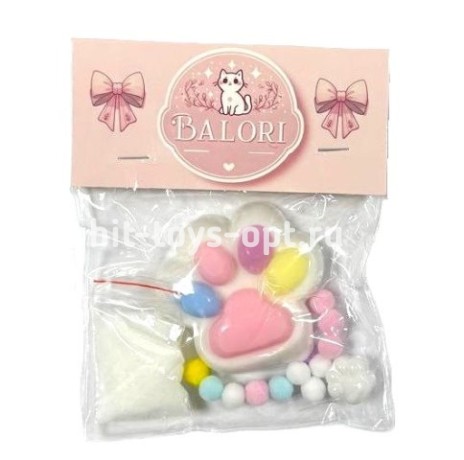 Антистресс Сквиш Лапка Белая с Цветными Подушками + Мини Лапка + Пампоны + Ворс (отдельно)