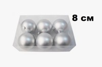 Набор шаров 8см 6шар 1цв с бол снежинкой, матовый в пр уп 00062