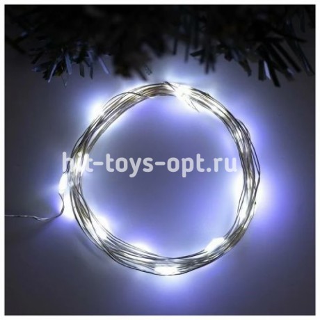 Гирлянда нитьКАПЕЛЬКА РОСЫ прозрачный провод (20м/200л)  с режим.,в туб х/бел