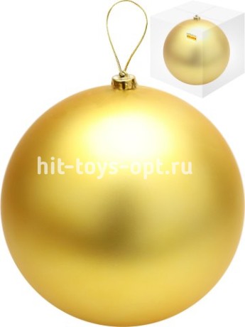 Ёлочный шар 30 см, Весёлых праздников!, золотой матовый