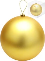 Ёлочный шар 30 см, Весёлых праздников!, золотой матовый