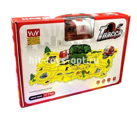 Игровой Набор - Трек Пазл + Машинка+Знаки+Наклейки+аксессуары. (возможность сборки разных трасс)
