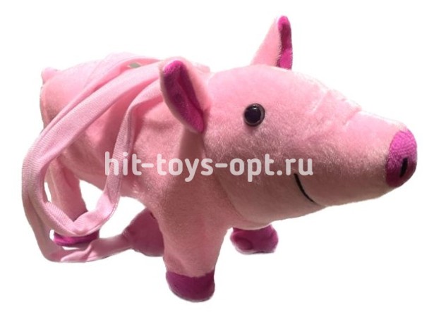 Поросёнок Мягкий c Поводком - Поет Русскую песенку, Ходит, размер 32 см