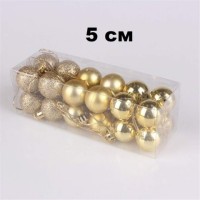 Набор шаров 5см 24шар 1цв однотонный цветной, глянец/искра, в пр уп