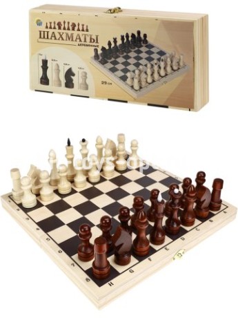 ШАХМАТЫ ОБИХОДНЫЕ ЛАКИРОВАННЫЕ С ДОСКОЙ 290х145 мм