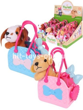 Игрушка мягкая"Дом.питомец в переноске-2"(12шт.в ш\б,2 вида микс)