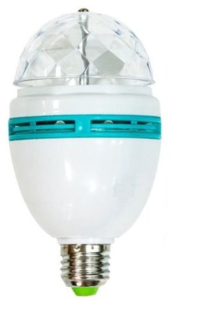 Диско-лампа вращающаяся, светодиод, с переходником цокольЕ 27