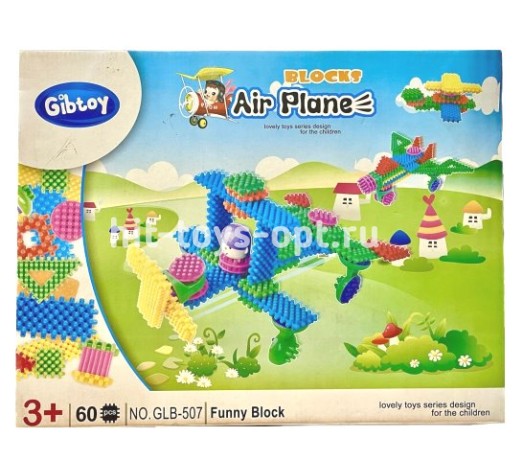 Конструктор Gibtoy для Малышей Самолет, 60дет. размер 43см*34см*7см