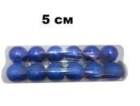 Набор шаров 5см 24шар 1цв однотонный цветной, глянец/искра, в пр уп