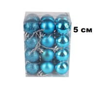 Набор шаров 5см 24шар 1цв однотонный цветной, глянец/искра, в пр уп