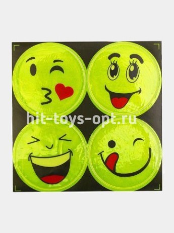 Наклейка Светоотражающая Смайлики, 5см на листе 4шт, цена за лист