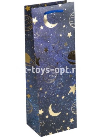 Пакет подарочный с мат.лам. и тис. фольгой Звёздное небо, созвездия, 210г