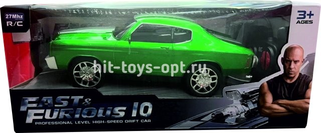 Машина Форсаж на РУ зеленая аккум, размер 30*12