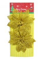 Набор золотых пластиковых цветов 14,5 см 3 шт