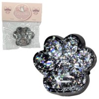 Антистресс Сквиш Лапка Черная С Серебристыми Блестками внутри