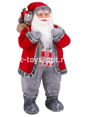 Сувенир Дед Мороз в красной шубе, с санками, 79 см