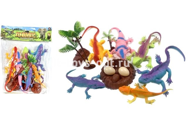 Набор Цветных Ящериц с Пищалкой, размер, до 33см.+ аксс.