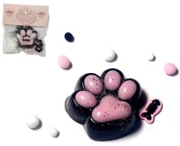 Антистресс Сквиш Лапка Черная с Розовыми Подушечками + Рыбка + Блестки  + Пампоны + Ворс (отдельно)