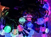 Гирлянда нить диод 100(70)л,  ХРУСТ ШАРИК 1.5см, черн пр с переходником 7.5м, ХМ-107/5 МУЛЬТИ
