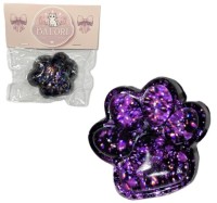 Антистресс Сквиш Лапка Черная С Фиолетовыми Блестками внутри