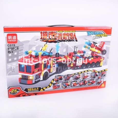 Конструктор пожарная 12в1 670 дет