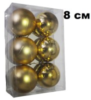 Набор шаров 8см 6шар 1цв однотонный глянец/матовый в пр уп 00099