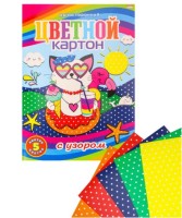Картон цветной А4, 5л., с узорами, в ассорти