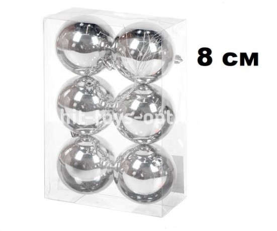 Набор шаров 8см 6шар 1цв однотонный глянец/матовый в пр уп 00099