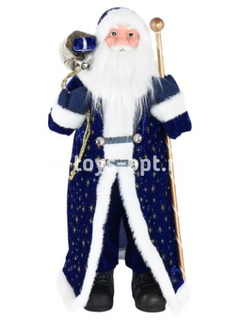 Сувенир Дед Мороз в синей шубе с посохом, 60 см