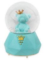 Сувенир музыкальный водяной шар Мишка,голубой
