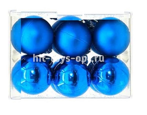 Набор шаров 8см 6шар 1цв однотонный глянец/матовый в пр уп 00099