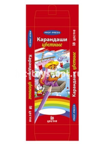 КАРАНДАШИ ЦВЕТНЫЕ, ГЕКСАГ.,НАБОР, КОТ-РЫБАК 18ШТ,18ЦВ