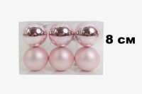 Набор шаров 8см 6шар 1цв однотонный глянец/матовый в пр уп 00099