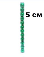 Набор шаров 5см 12шар 1цв, однотонные, глянец/искра, в тубусе зеленый