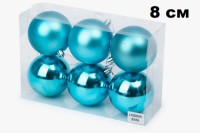 Набор шаров 8см 6шар 1цв однотонный глянец/матовый в пр уп 00099