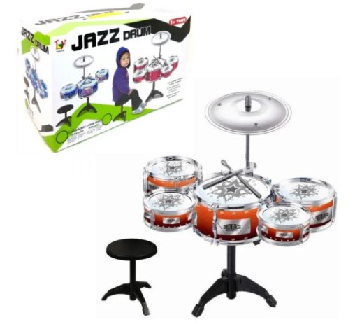 Барабанная установка со стулом Jazz Drum, 3 барабана, тарелка, палочки.