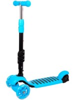 Самокат 3-х колесный голубой со светом 56*14*53-85 cm