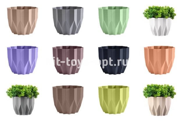 Горшок для цветов "Геометрия" 0,8л., цвет ассорти, с дренажной вставкой