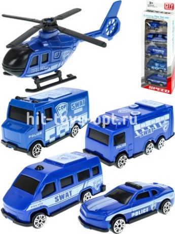 Набор машинок "Полиция"(10,2х4х26,7 см)(5 машинок), в коробке