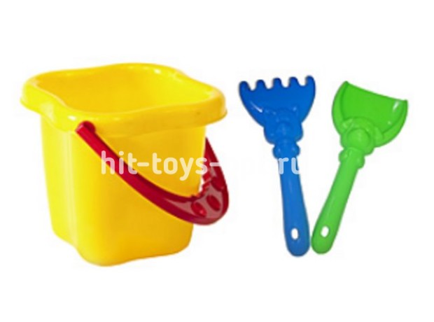 Набор для Песочницы - Ведро 0,8 л + Лопатка 13 см + Грабли 13 см)