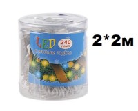Занавес диод 2*2м 240л (120л) 10линий/12ламп на линии, с режимами, сечение провода 1.4мм, с переходн